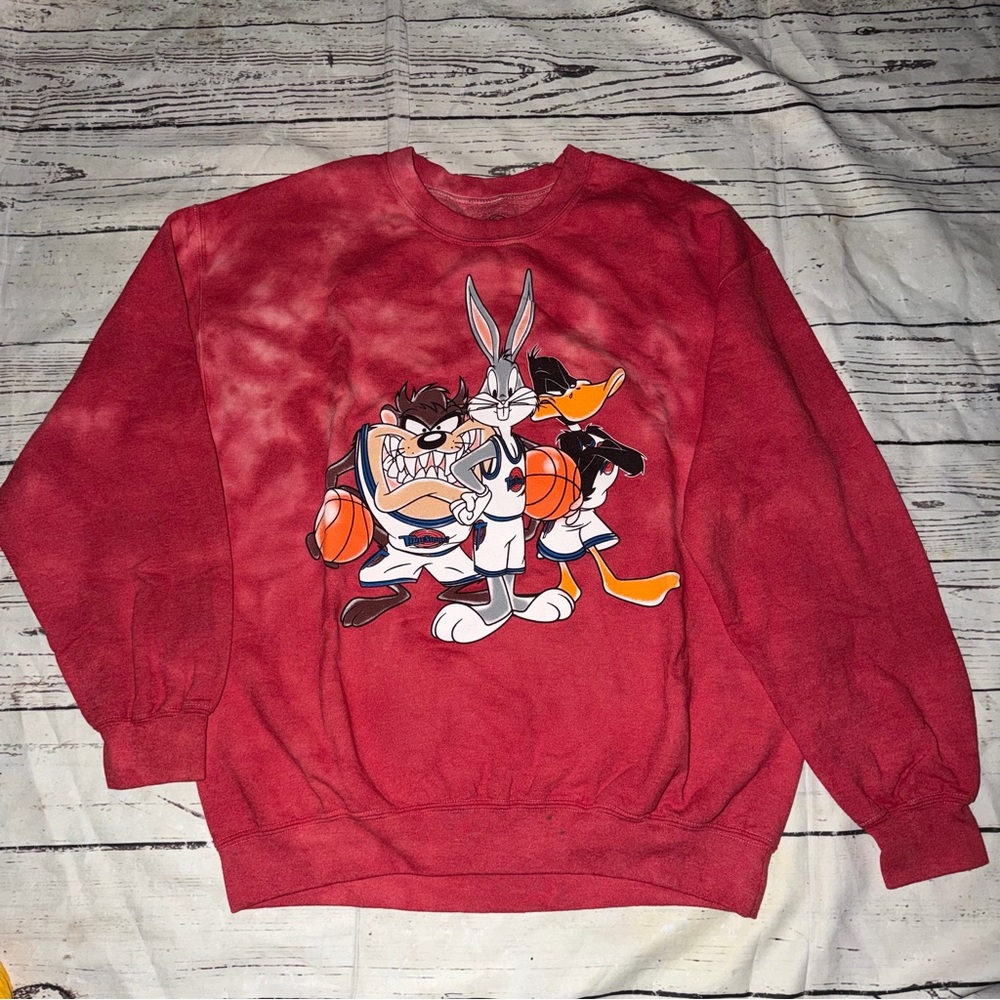 Space jam Warner Bros. Red Crewneck Sweater with Cartoon